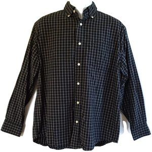 Knightbridge Black Check Button Front Shirt Wrinkle Resist Cotton Men's M